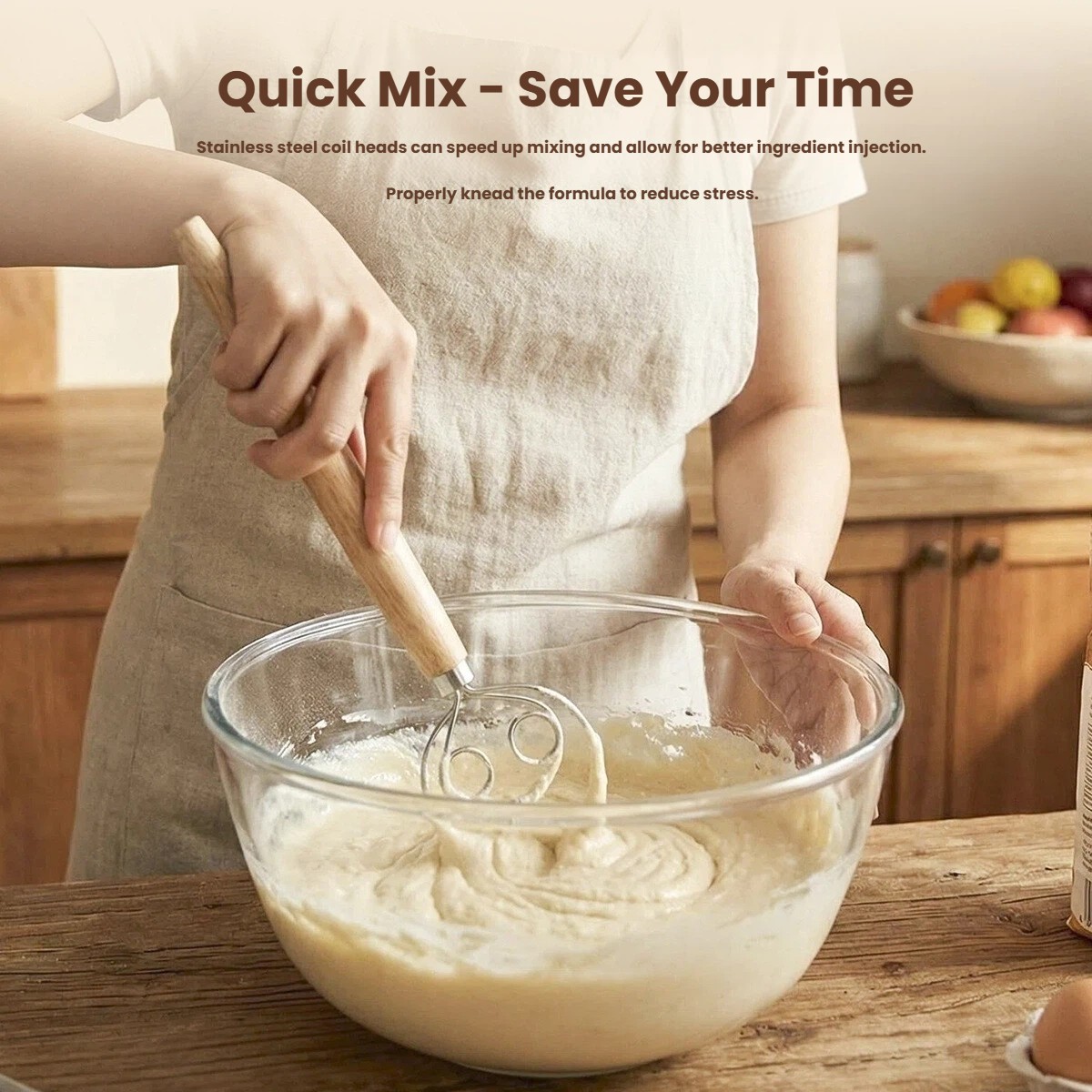Dough Whisk Large Wood Handle  - Danish Pancake Pan recension och pris