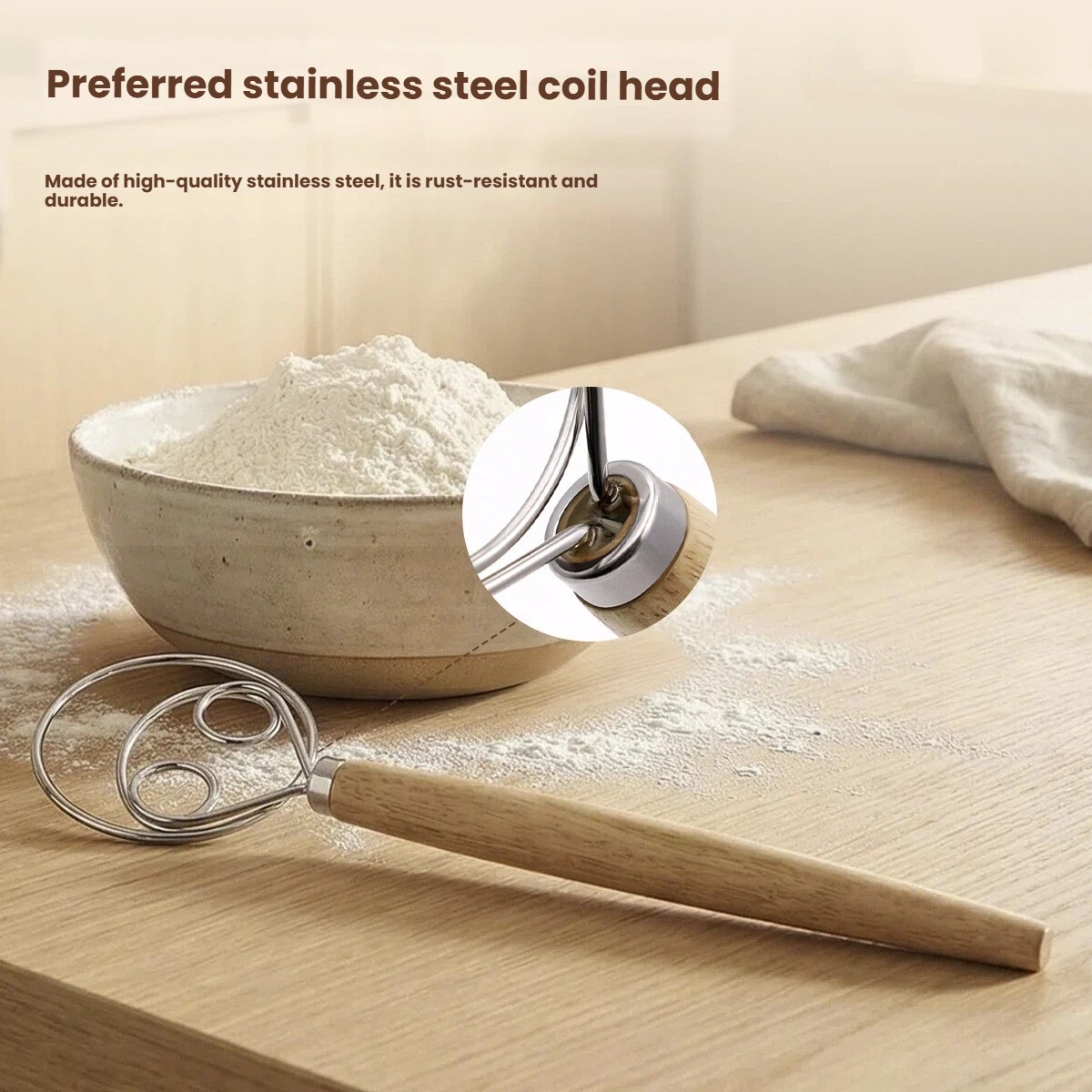 Dough Whisk Large Wood Handle  - Danish Pancake Pan recension och pris
